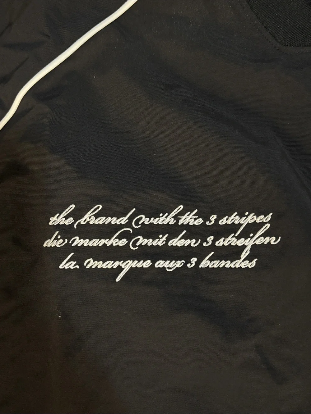 adidas Black Lightweight Pullover Jacket with White Piping